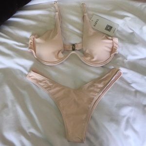 Pink underwire bikini